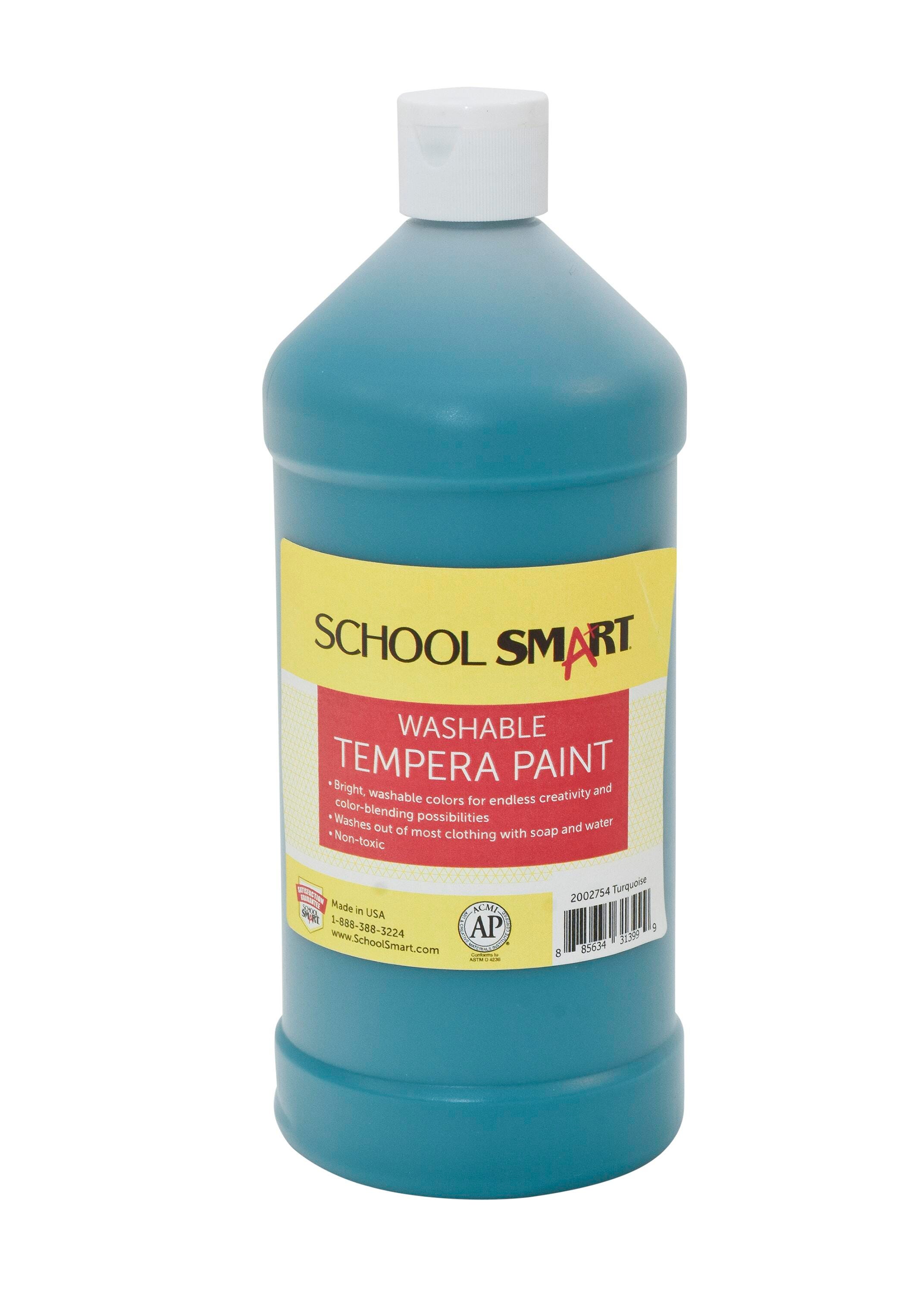 School Smart Washable Tempera Paint, Turquoise, 1 Quart Bottle Item Number 2002754