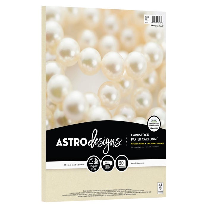 Astrodesigns Crafting Cardstock, 8-1/2 x 11 Inches, 65 lb/176 gsm, Champagne Pearl, 50 Sheets