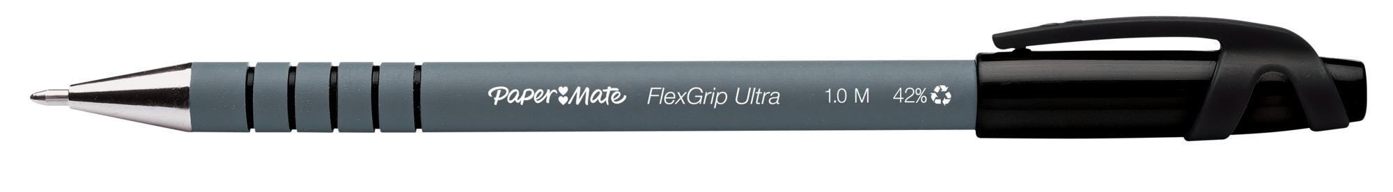 Paper Mate FlexGrip Ultra Ballpoint Pens, Medium Point, 1.0 mm, Black, Pack of 12 079446