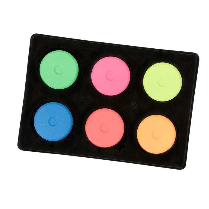 Jack Richeson Tempera Cakes, Mini Size, Assorted Fluorescent Colors, Set of 6