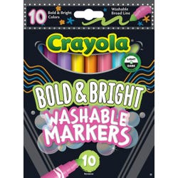 Crayola Bold & Bright Washable Markers, Broad Line, Assorted Colors, Pack of 10 Item Number 2128616