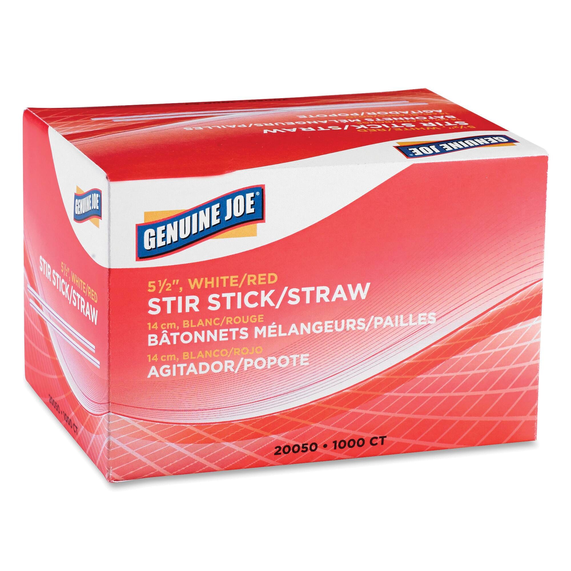 Image for Genuine Joe Plastic Stir Sticks, Hot/Cold, 5-1/2 in, White/Red, Pack of 40 Boxes from School Specialty