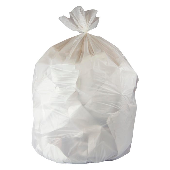 Genuine Joe Low-Density Waste Bags, 16 Gallon, 0.40 mil, White, Pack of 500