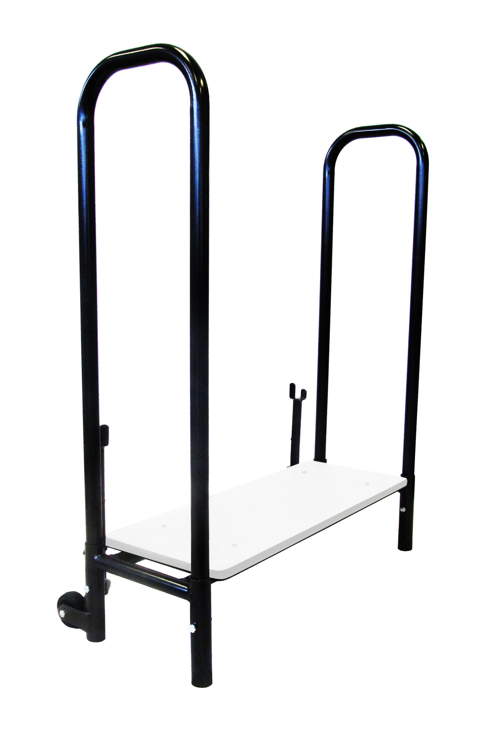 NPS Stage Stair, Plywood Edge/Polypropylene Surface, Gray/Black Frame, for Use with 16 in H Portable Stage 1283519