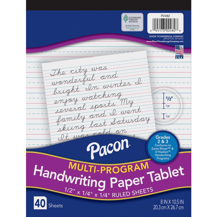 Pacon Multi-Program Handwriting Tablet, 8 x 10-1/2 Inches, Grades 2-3, 40 Sheets