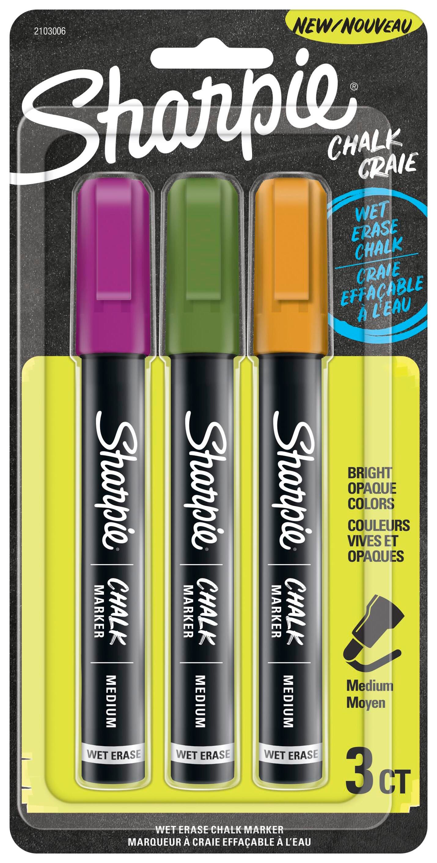 Sharpie Chalk Markers, Medium Tip, Assorted Secondary Colors, Set of 3 2047958