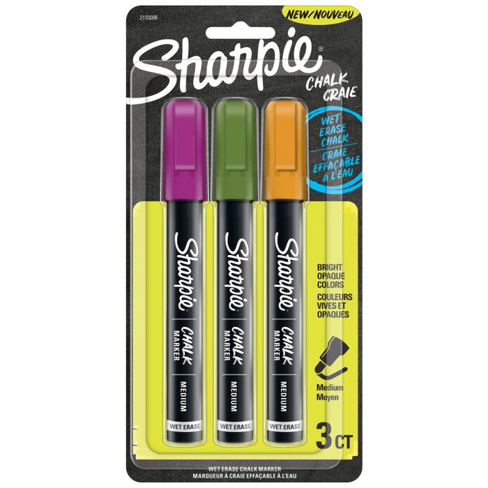 Sharpie Chalk Markers, Medium Tip, Assorted Secondary Colors, Set of 3