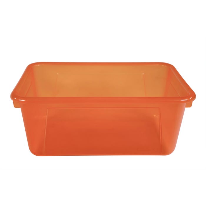 School Smart Translucent Storage Bin, 7-7/8 x 12-1/4 x 5-3/8 Inches, Orange