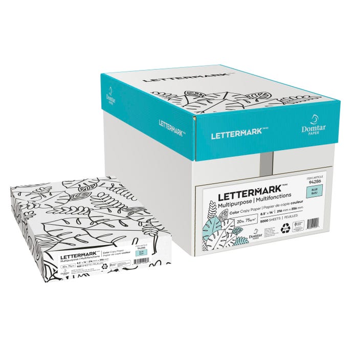 Lettermark Multi-Purpose Paper, 8-1/2 x 14 Inches, 20 lb, Blue, 500 Sheets