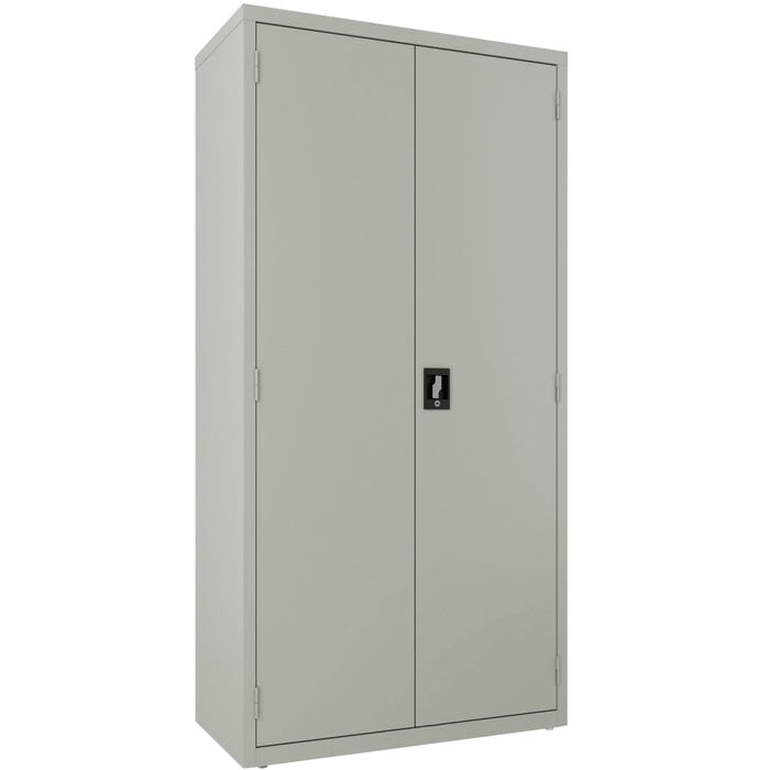 Lorell Steel Wardrobe Storage Cabinet, 36 x 18 x 72 Inches, 2 Shelves, Steel, Light Gray