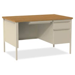 Lorell Oak Laminate Fortress Series, Right Single Pedestal Desk, Steel, 48 x 30 x 29-1/2 Inches, Oak/Putty