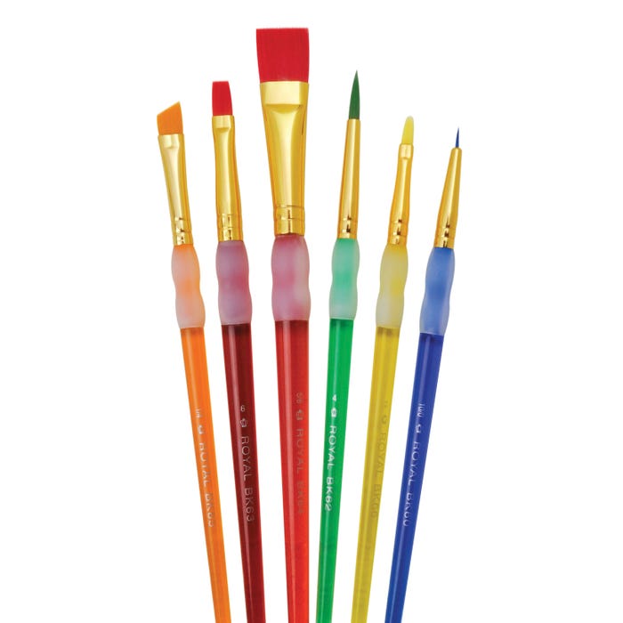 Royal & Langnickel Big Kids Choice Brushes, Beginner Type, Short Handle, Assorted Sizes, Set of 6