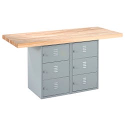 Diversified Woodcrafts 2 Station 6 Locker Workbench with 2 Vises 4000668