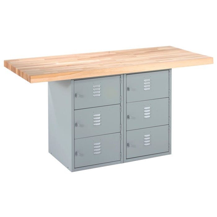 Diversified Woodcrafts 2 Station 6 Locker Workbench with 2 Vises