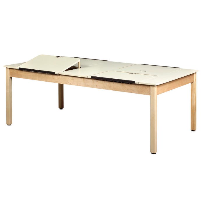 Diversified Woodcrafts 4 Station Drafting Table, 84 x 48 x 30 Inches, Almond Colored Plastic Laminate Top