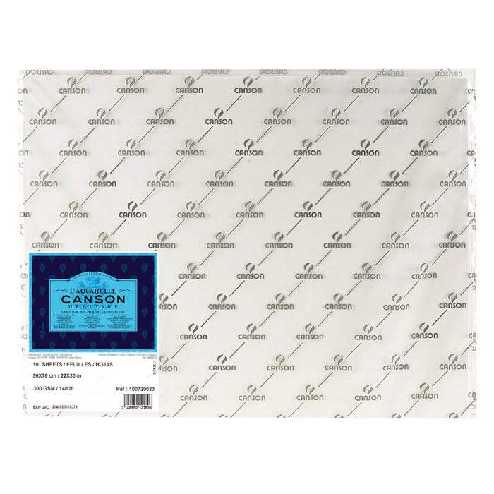 Canson L'Aquarelle Heritage Rough Grain Watercolor Paper, 22 x 30 Inches, 140 lb, 10 Sheets