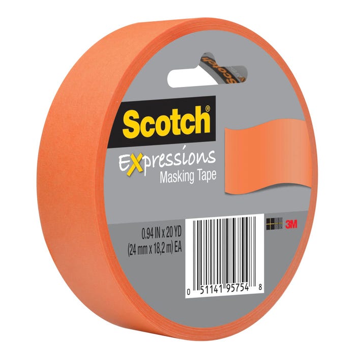 Scotch Expressions Masking Tape, 0.94 Inch x 20 Yards, Triangle Tangerine
