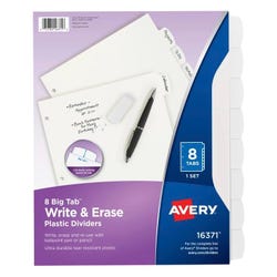 Avery Big Tab Write & Erase Dividers, 8 Tab, White 2010291