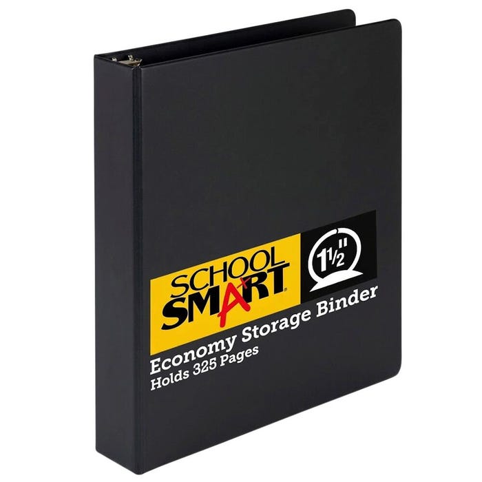 School Smart Round Ring Binder, Polypropylene, 1-1/2 Inches, Black