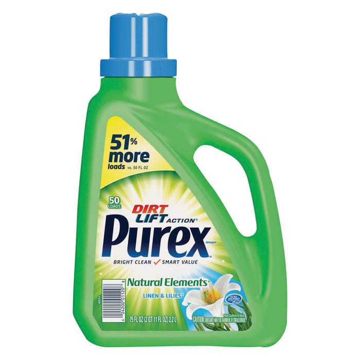 Purex Natural Elements Liquid Detergent, 75 Ounces, Linen/Lilies Scent, Blue