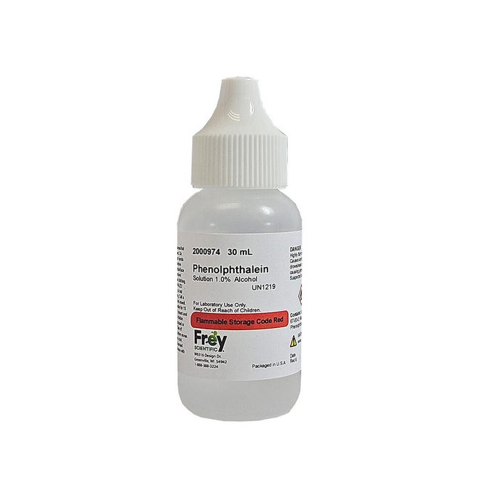 Frey Scientific Phenolphthalein Solution, 1.0% Alcohol, Lab Grade, 30mL