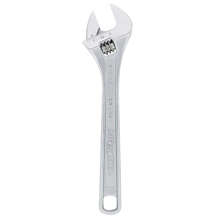 Channel Lock Adjustable Wrench, 8 in L X 15/16 in W, Chrome Vanadium Steel