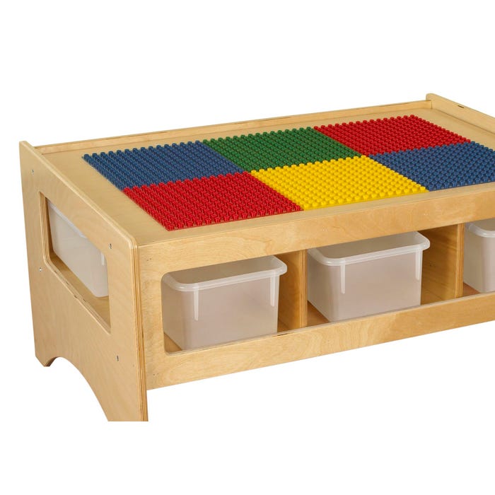 Childcraft Toddler Multi-Purpose Play Table, Building Block Top, 6 Translucent Trays, 36 x 26 x 18 Inches