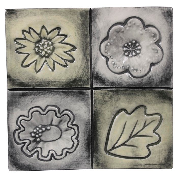 Mayco Clay Design Press Tool, Contemporary Flower Designs, 1-3/4 Inches, Set of 4