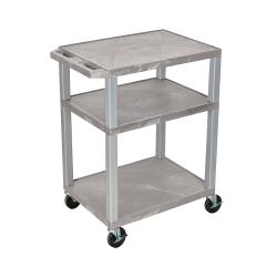 Image for Luxor 3-Shelf Tuffy Cart Without Power, Gray Shelves, Nickel Legs, 24 x 18 x 34 Inches from School Specialty