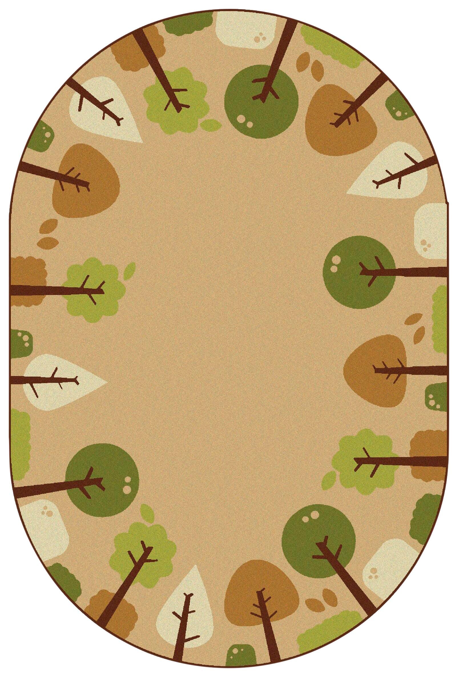 Carpets for Kids KIDSoft Tranquil Trees Carpet, 4 x 6 Feet, Oval, Tan, Item Number 2019693