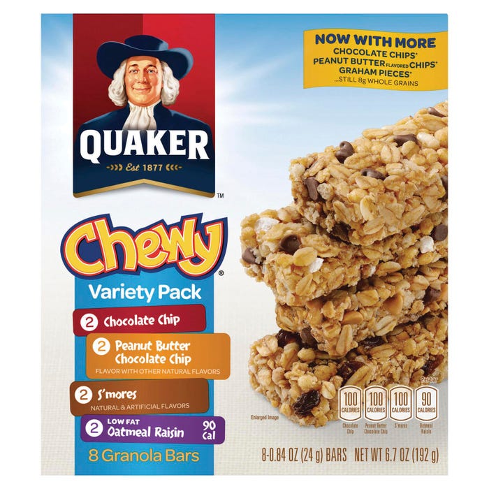 Quaker Oats Assorted Flavor Chewy Granola Bar, 6.7 oz, Pack of 8
