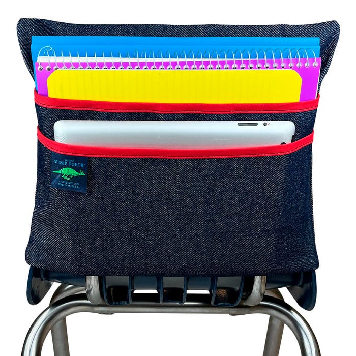 Aussie Pouch Chair Pocket with Double Pocket Design, Original, 13 Inches, Red Trim