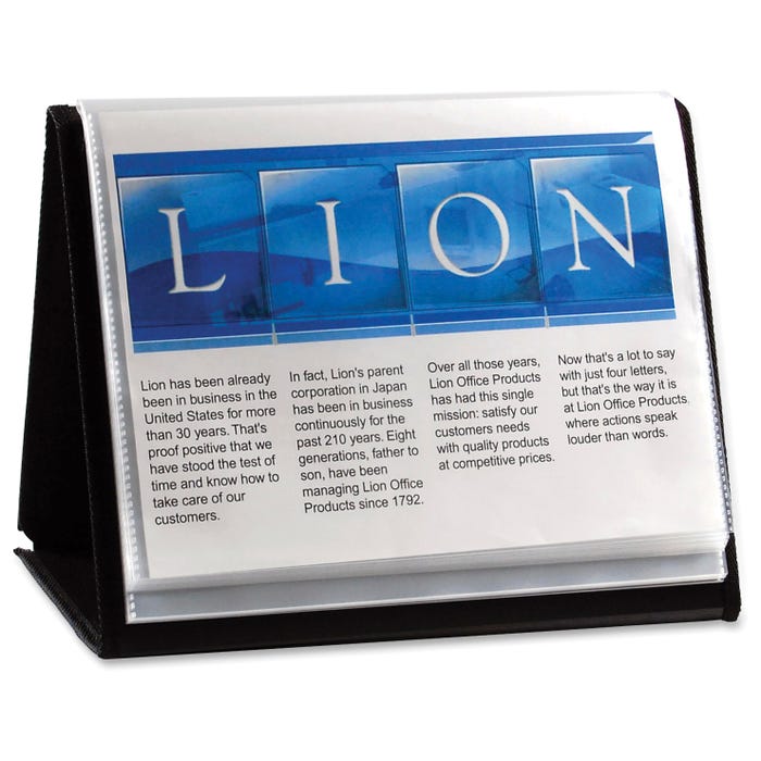 Lion Flip-N-Tell Horizontal Display Book Easel, 11 x 8-1/2 Inches, 20 Pockets, Black