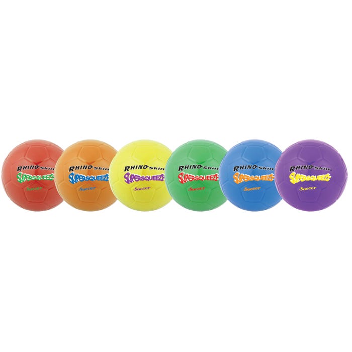 Champion Sports Rhino Skin Super Squeeze Soccer Balls, Size 4, Assorted Colors, Set of 6