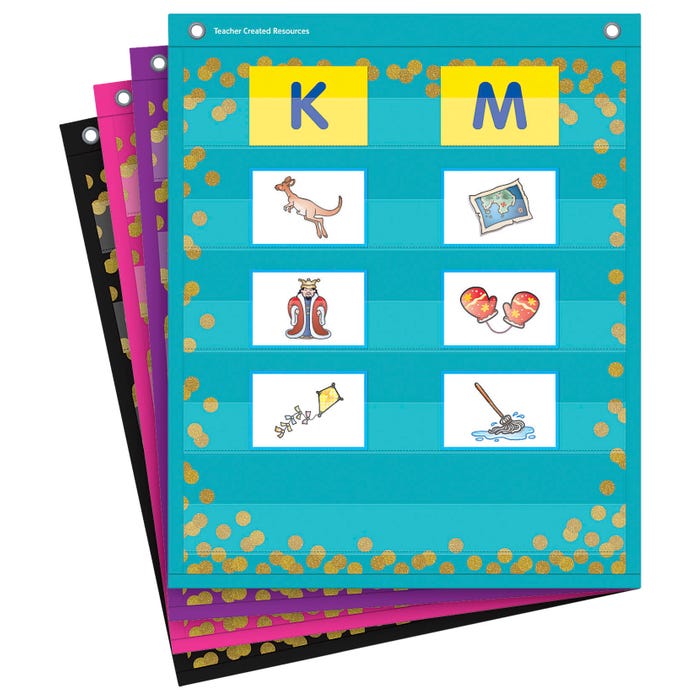 Teacher Created Resources Confetti Colorful Magnetic 4 Mini Pocket Charts, 14 x 17 Inches