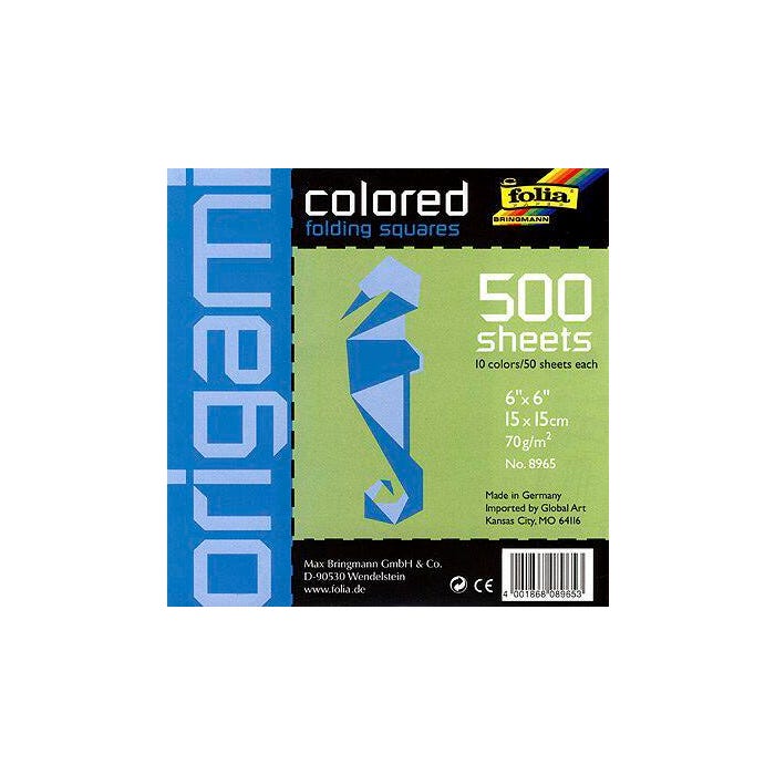Folia Origami Paper, 6 x 6 Inches, Assorted Colors, 500 Sheets