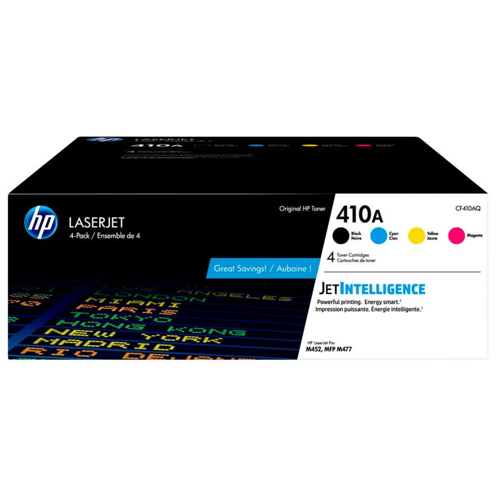 HP 410A Ink Cartridge, CF410AQ, Multi-Color, Pack of 4