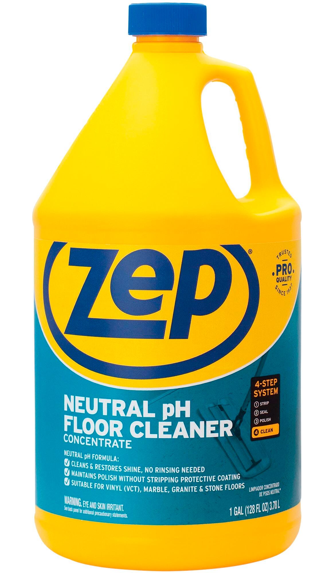 Zep Neutral Floor Cleaner Concentrate, 128 Fluid Ounces, Blue, Item Number 2009836