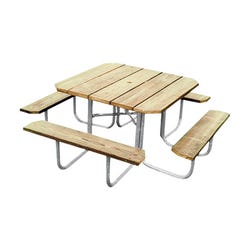 Ultra Site Square Heavy Duty Outdoor Picnic Table, 48 x 48 Inches Top, Pressure Treated Wood, Item Number 1364742