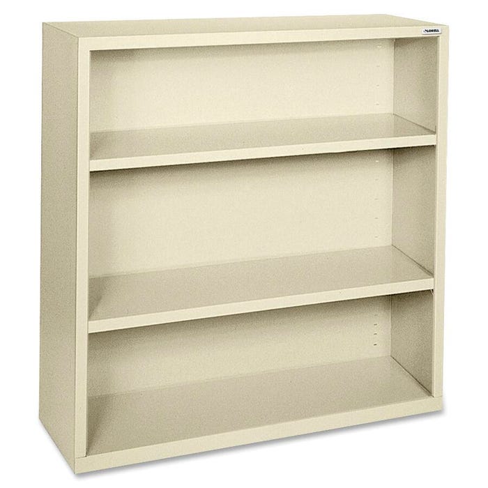Lorell Fortress Series Putty Steel Bookcase, 3 Shelves, 34-1/2 x 13 x 42 Inches