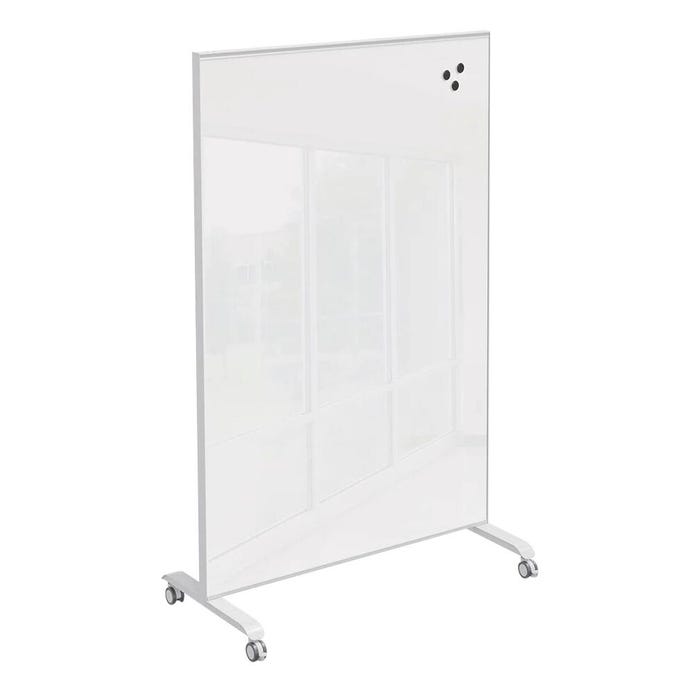 MooreCo Hierarchy Grow and Roll Mobile Glass Markerboard, 3 x 4 Feet, White