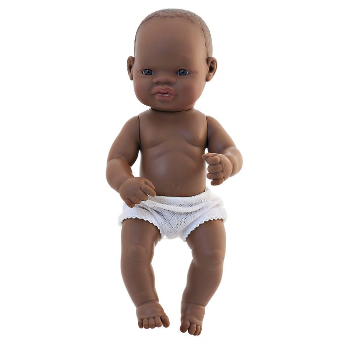 Miniland Newborn Baby Doll, African American Boy, 12-5/8 Inches