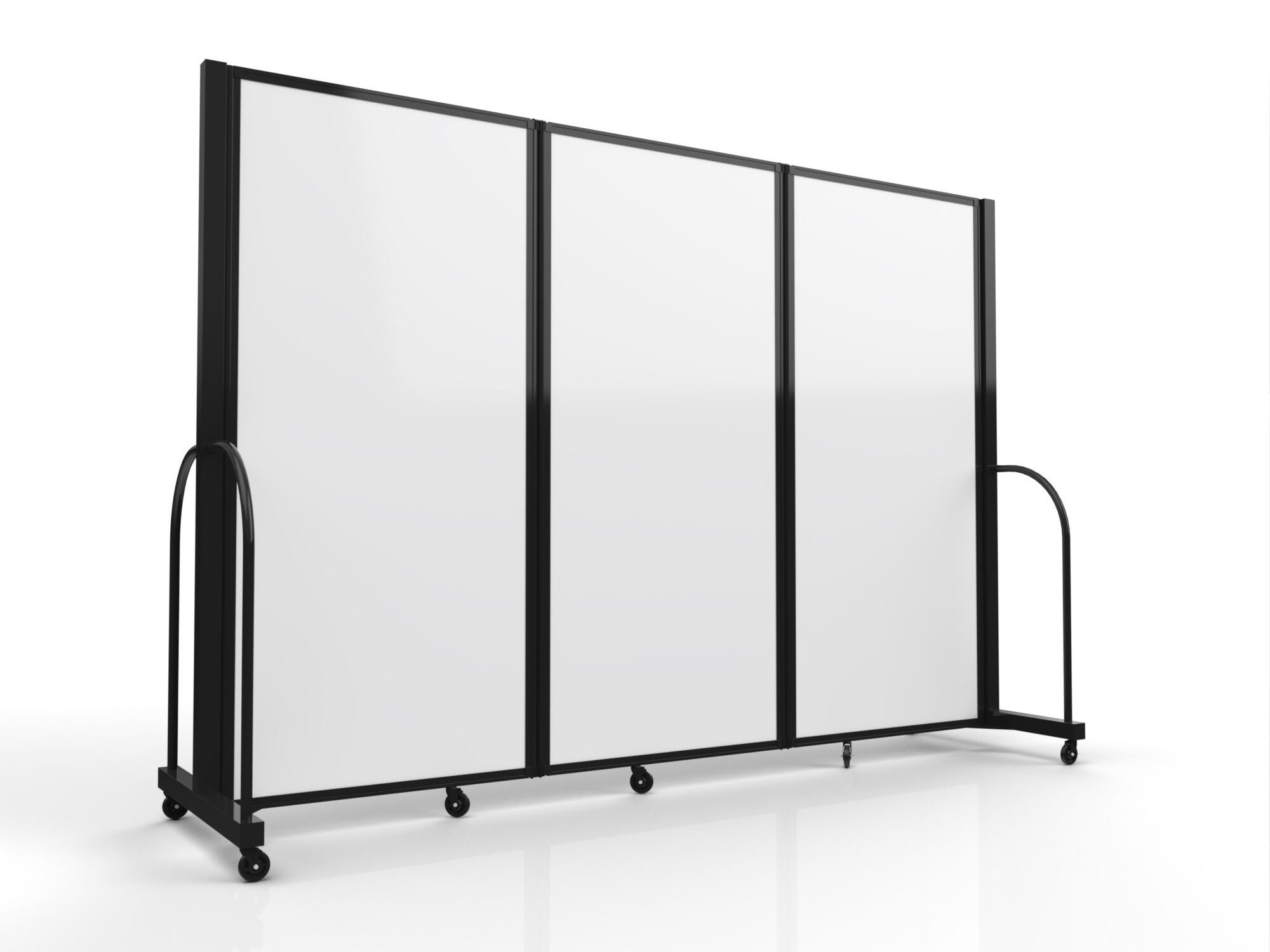Screenflex Wet-Dry Magnetic Erase Tackable Divider, 3 Panels, 103 x 72 Inches, Charcoal Black 2161958