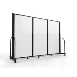 Screenflex Wet-Dry Magnetic Erase Tackable Divider, 3 Panels, 103 x 72 Inches, Charcoal Black 2161958