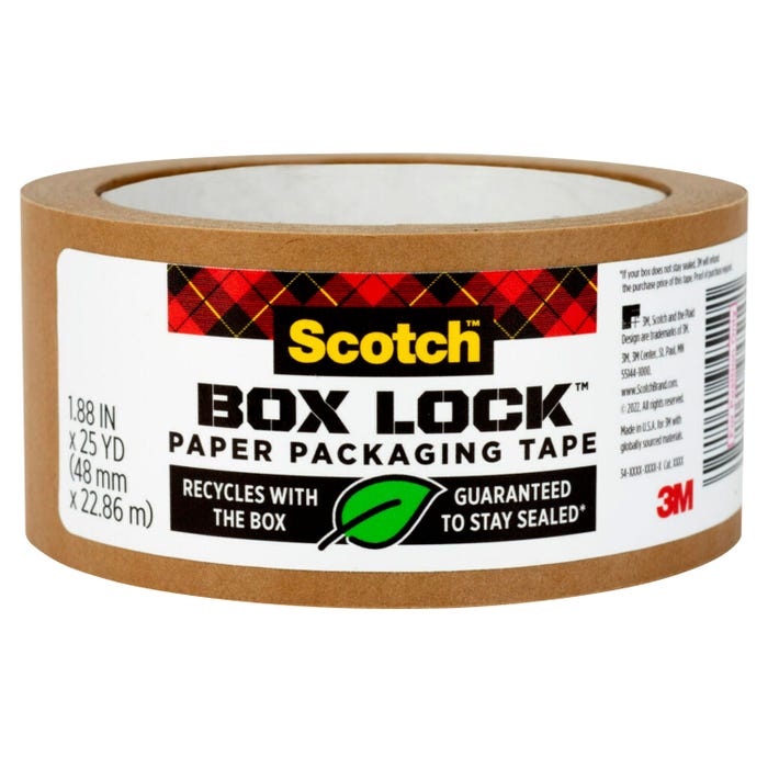 Scotch Box Lock Paper Packaging Tape, 25 Yards