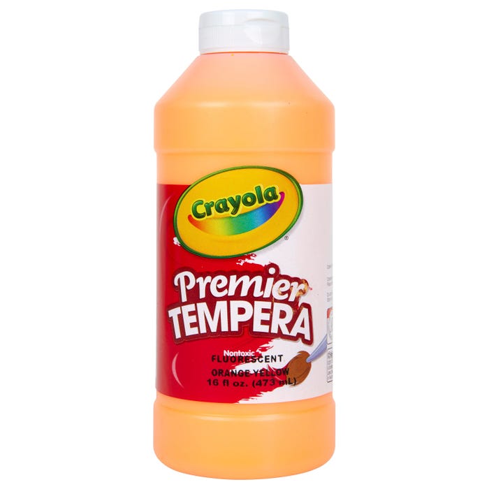 Crayola Premier Tempera Paint, 1 Pint Bottle, Fluorescent Orange Yellow