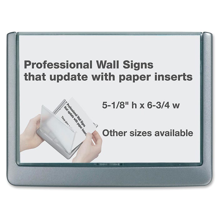 Durable Click Sign, 6-3/4 in W X 5-1/8 in H X 5/8 in D, Plastic, Graphite
