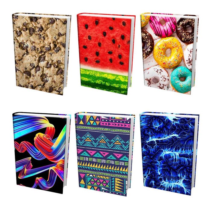 Book Sox Ultra Stretchable Fabric Book Cover, Jumbo, Assorted Prints, Pack of 48