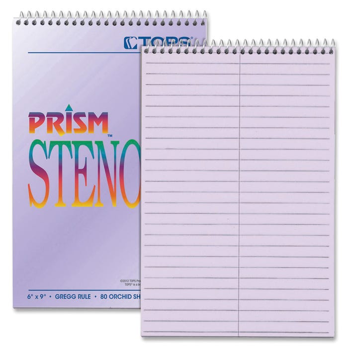 TOPS Wirebound Steno Notebook, 6 x 9 Inches, Gregg Ruled, Orchid, 80 Sheets, Pack of 4
