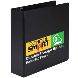 School Smart Durable Polypropylene D-Ring Binder, 3 Inches, Black
